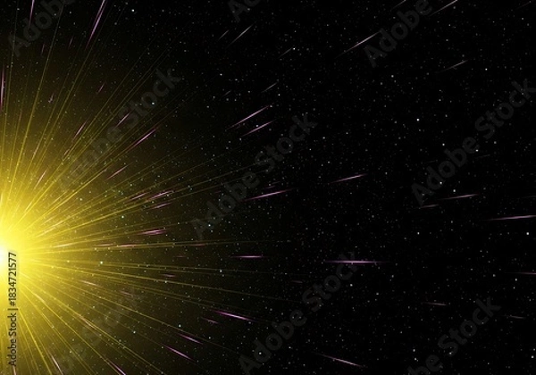 Fototapeta Radiant stellar explosion amidst a cosmic backdrop of streaks and starlight