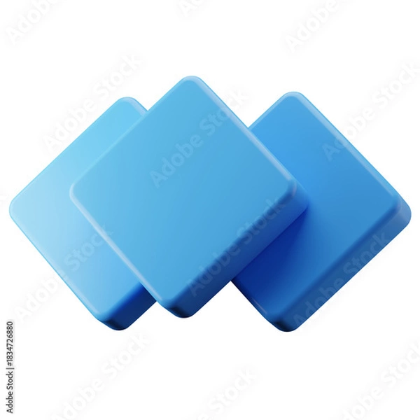 Fototapeta 3D Render Blue Keyframe Animation Side Perspective