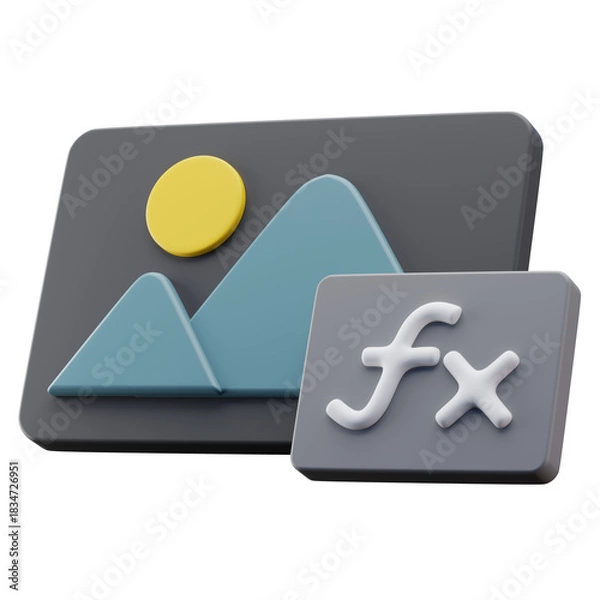 Fototapeta 3D Illustration Render Video Effects UI Side View Perspective