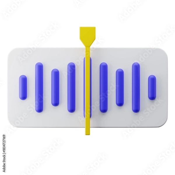 Fototapeta 3D Render Audio Waveform With Yellow Playhead