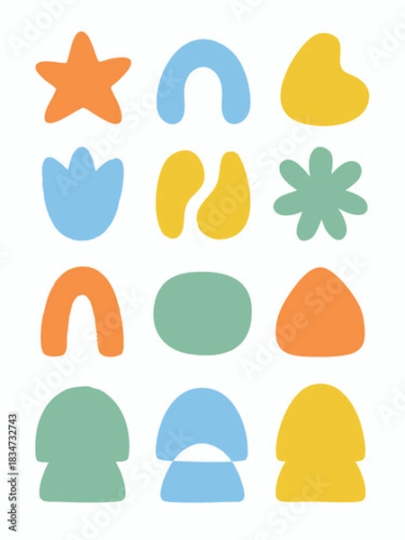 Obraz Seamless vector pattern illustration set of summer beach icons with heart shape logo design elements