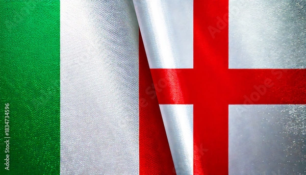 Obraz イタリアの国旗とイングランドの国旗(Italy flag & England flag.)
