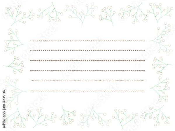 Obraz 色鉛筆かすみ草の手描きフレーム