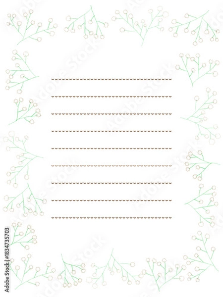 Obraz 色鉛筆かすみ草の手描きフレーム