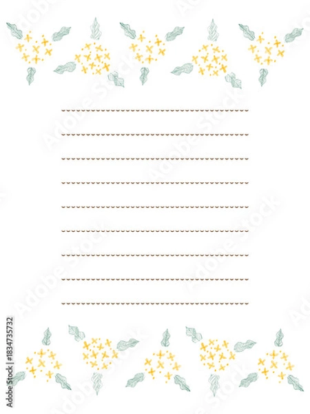 Obraz オレンジ金木犀の色鉛筆手描きフレーム