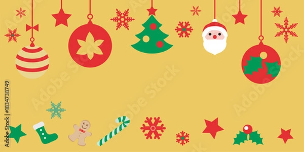 Fototapeta かわいいクリスマスのフレームイラスト