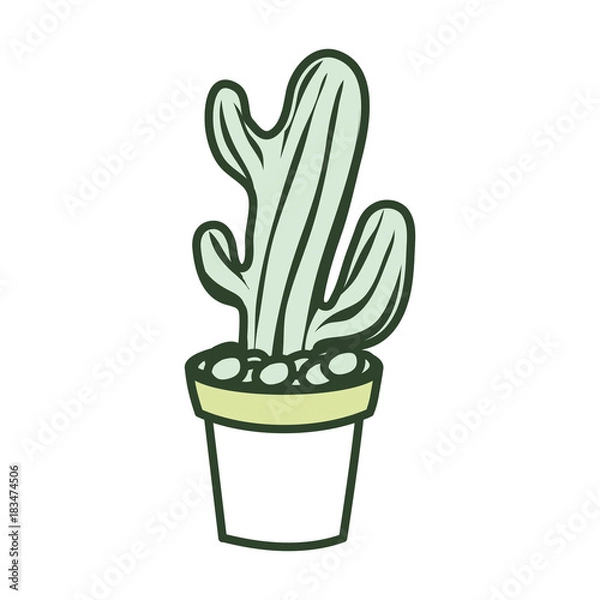 Obraz cartoon cactus in a pot