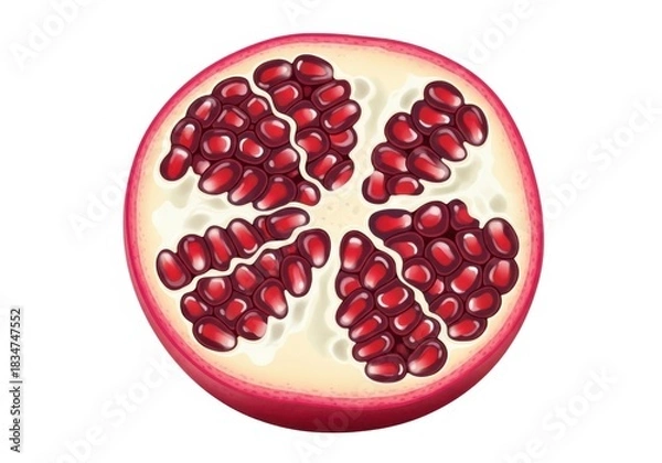 Fototapeta Vibrant cross-section of a ripe pomegranate showing arils and seeds