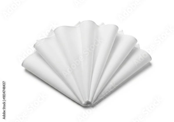 Fototapeta Clean white handkerchief folded fan style isolated on white surface