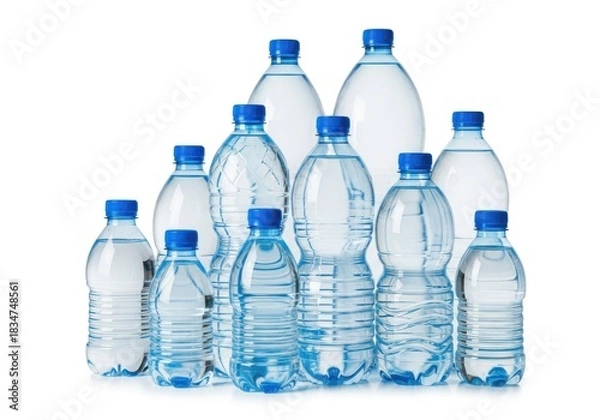 Fototapeta Refreshing clear water bottles assortment variety healthy hydration beverage refreshment