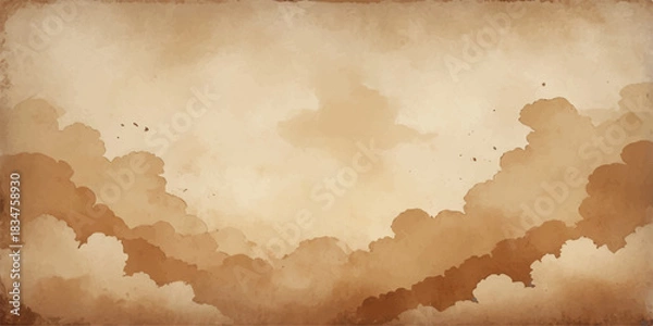 Fototapeta Antique vintage brown parchment paper texture background with a grunge map illustration of the ancient world