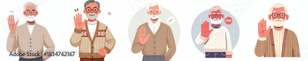 Fototapeta vector grandfather hand gesture stop