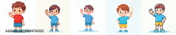 Fototapeta vector little boy hand gesture stop