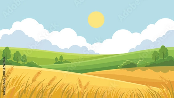 Obraz Seamless Natural Stone Wall Texture Vector Background Illustration, Featuring Smooth Rounded Pebbles and Grey and Beige Rock Pattern.