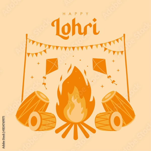 Fototapeta vector happy lohri background template