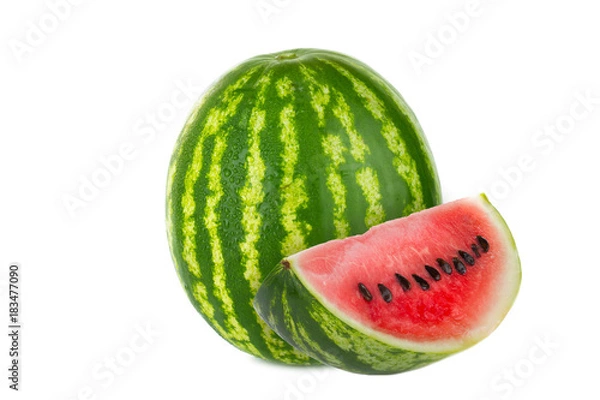 Fototapeta watermelon with slice isolated