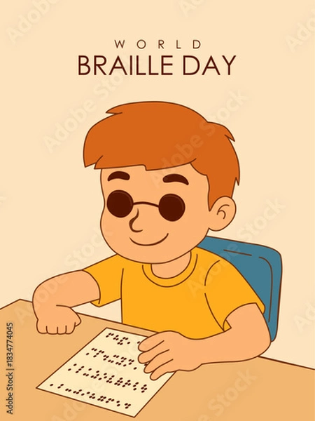 Fototapeta vector world braille day poster template