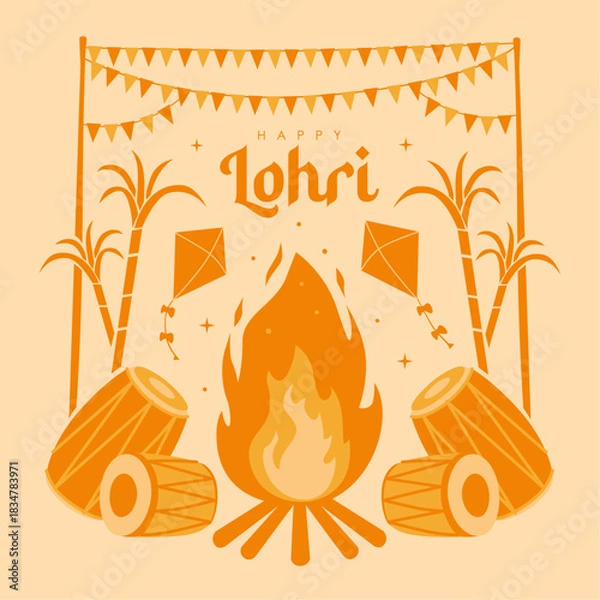 Fototapeta vector happy lohri poster template