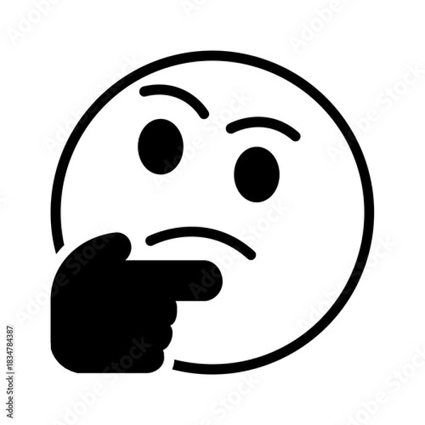 Obraz Vector solid black icon for Thinking face