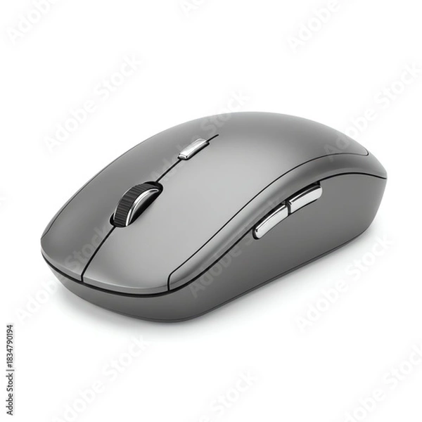 Obraz Gray wireless mouse with transparent background