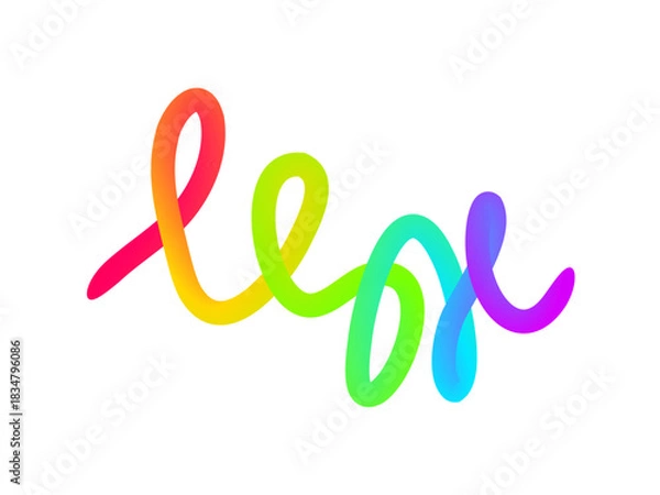 Obraz Fun colorful gradient wave lines forming 3D organic rainbow ribbons with playful doodle shapes ideal for kid friendly creative cheerful design projects