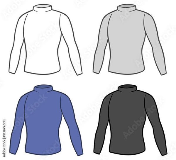 Obraz メンズ用ハイネック長袖ベースレイヤー