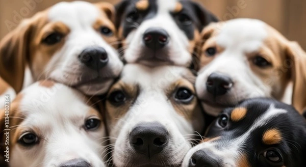 Obraz A captivating assembly of adorable puppies exhibiting warmth and undeniable charm fostering a