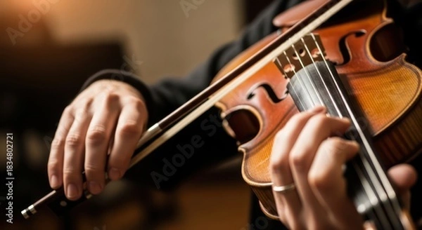 Obraz A musician skillfully plays a classic violin creating enchanting melodies and harmonies