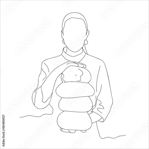 Obraz female chef carrying bread