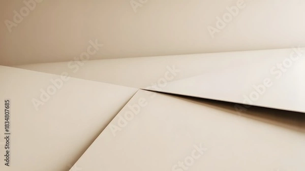 Obraz Modern geometric interior design with light beige tones creating a calming, minimalist aesthetic perfect for architectural visualization or contemporary art projects