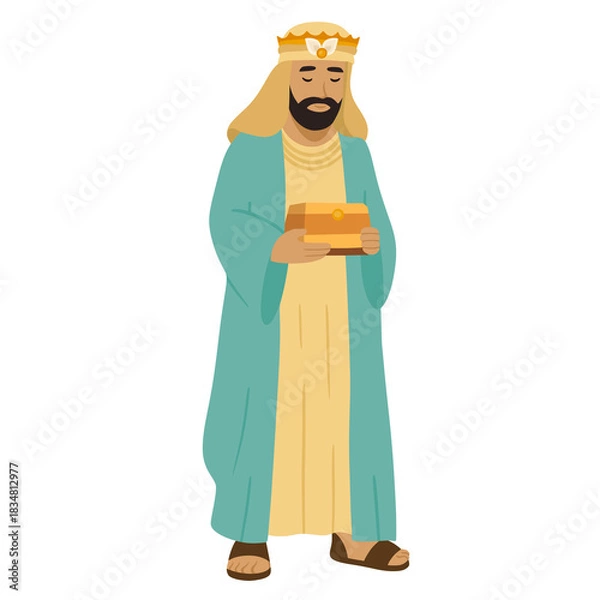 Fototapeta Wise King Standing With An Offering
