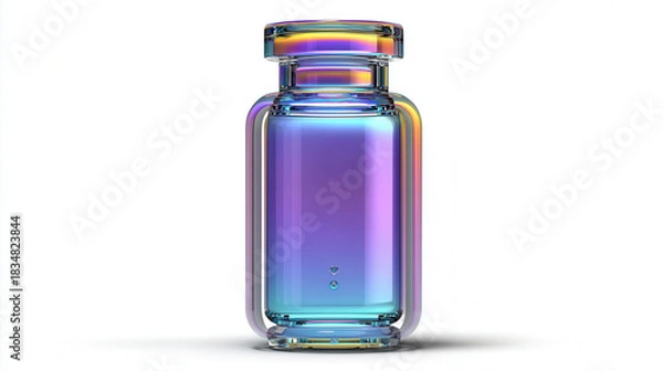 Fototapeta Quantum glass ampoule with iridescent gradient and floating inner chamber, ultra-modern design
