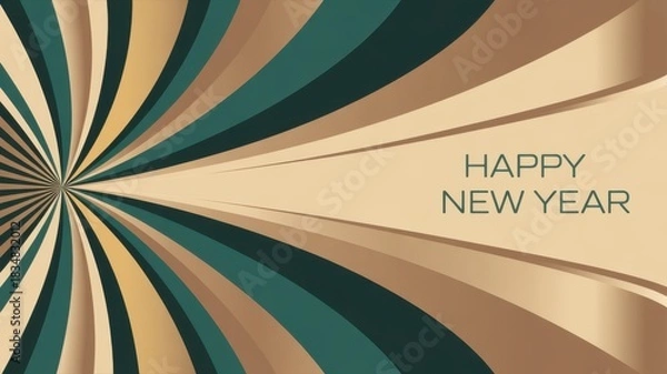 Fototapeta Abstract sunburst design for happy new year on beige background graphic art