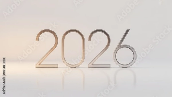 Fototapeta Elegant simple 2026 number design on light background for new year