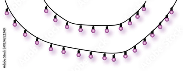 Fototapeta Festive Ambiance String Lights with Pink Bulbs, Elegant Lighting Accent for Celebrations and Decorative Home Illumination