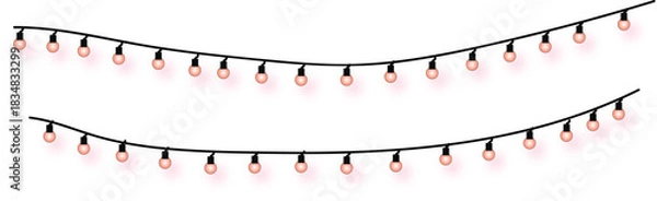Fototapeta Festive String Lights Simple Vector Illustration of Glowing Bulbs, Perfect for Holiday Decorations and Celebrations