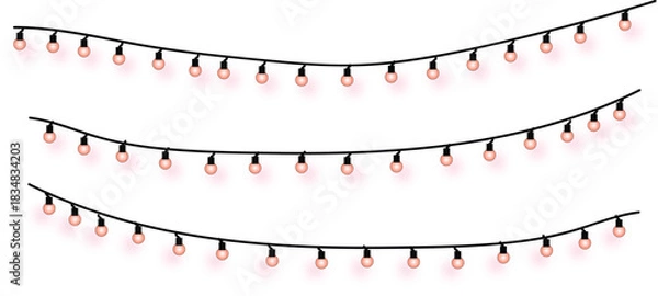 Fototapeta Charming glowing string lights, perfect for creating a festive ambiance, party decor, or any cheerful celebration illustration