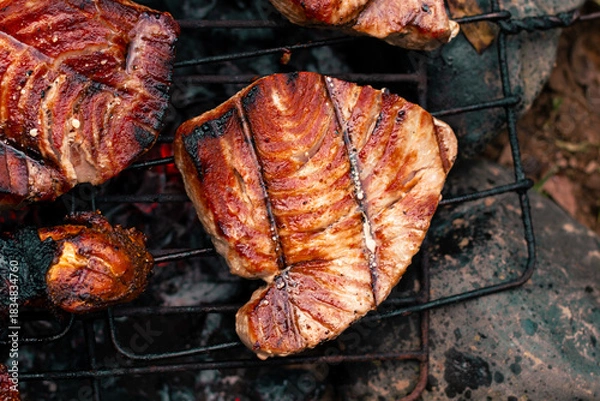 Obraz Grilled Tuna Steaks on a Barbecue Grill