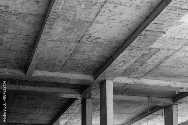Fototapeta Abstract concrete architecture underpass structure with geometric patterns