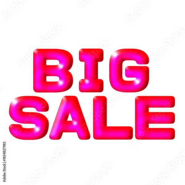Fototapeta Red and pink highlight big sale promotional typography with bold glossy letters isolated for marketing banners and advertisement designs