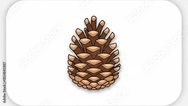 Fototapeta A detailed illustration of a single brown pine cone with a white background and rounded corners showcasing its natural texture and organic shape