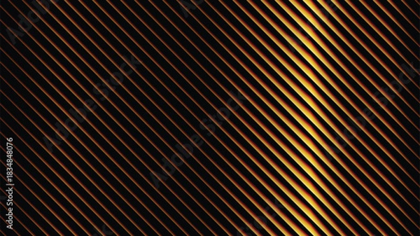 Fototapeta Abstract diagonal lines with a golden gradient effect creating a dynamic visual pattern.