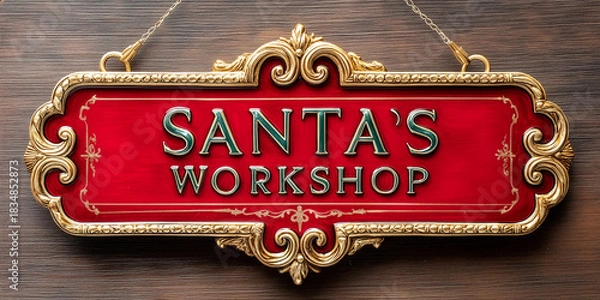Obraz Santa's Workshop Festive Sign