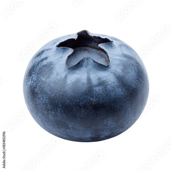 Fototapeta Close up macro shot of a single fresh blueberry on black