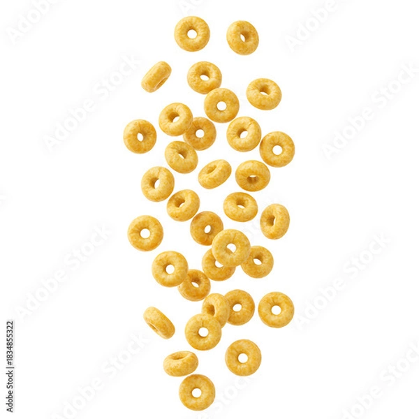 Fototapeta Crispy Rings Cereal Piled High on Black Background Texture