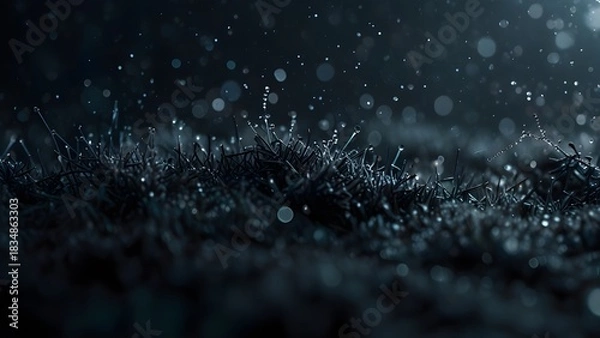 Obraz Ultra-Fine Snow Dust Glowing Gently Within Dark Atmospheric Winter Scene for Elegant Design