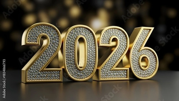 Obraz Golden 2026 new year celebration with bokeh background