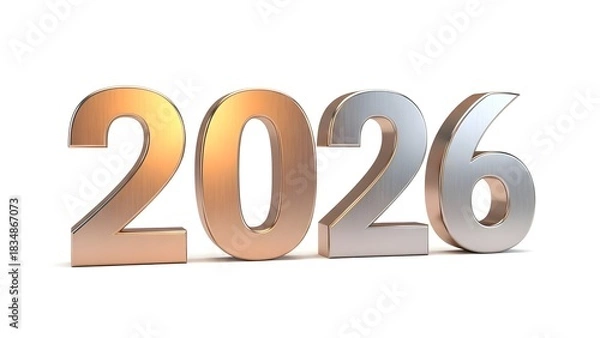 Obraz Metallic 2026 year design isolated on white background