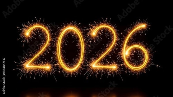 Obraz Sparkling 2026 new year celebration with golden light trails