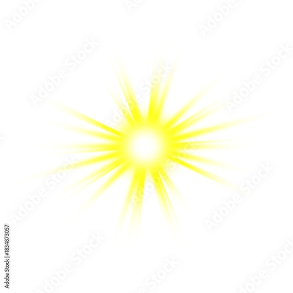 Fototapeta Yellow Light Burst Effect, Isolated on Transparent Background